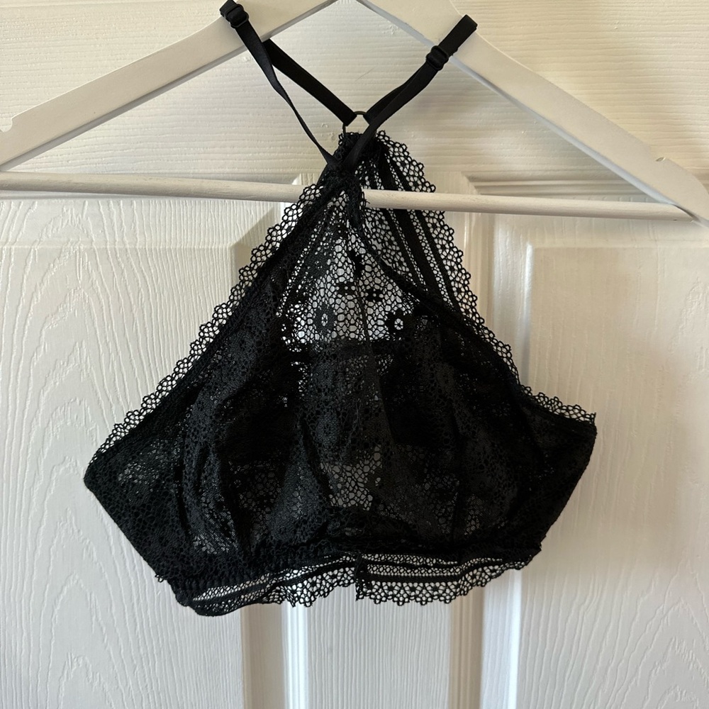 Victoria's Secret Black Lace Halter Bralette